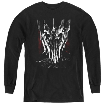Black youth long sleeve t-shirt with Lord of the Rings Big Sauron Head graphic