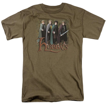 Safari green men's regular fit t-shirt with Lord of the Rings Hobbits graphic