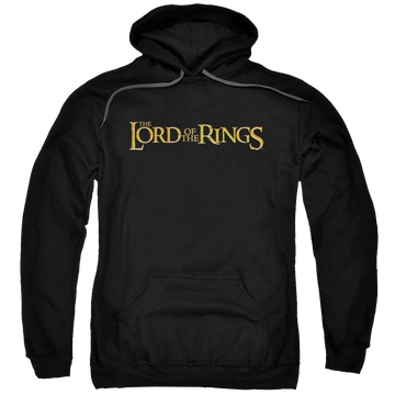 Black pullover hoodie with Lord of the Rings Lotr Logo graphic