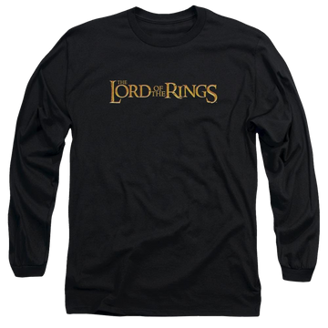 Black men's long sleeve t-shirt with Lord of the Rings Lotr Logo graphic