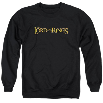 Black men's crewneck sweatshirt with Lord of the Rings Lotr Logo graphic