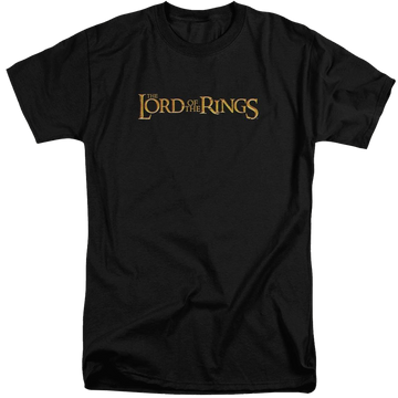 Black men's tall fit t-shirt with Lord of the Rings Lotr Logo graphic