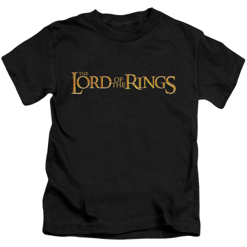 Black kid's t-shirt for ages 4 to 7 with Lord of the Rings Lotr Logo graphic