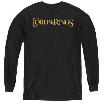 Black youth long sleeve t-shirt with Lord of the Rings Lotr Logo graphic