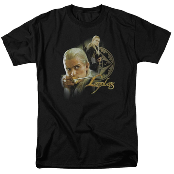 Black men's regular fit t-shirt with Lord of the Rings Legolas graphic