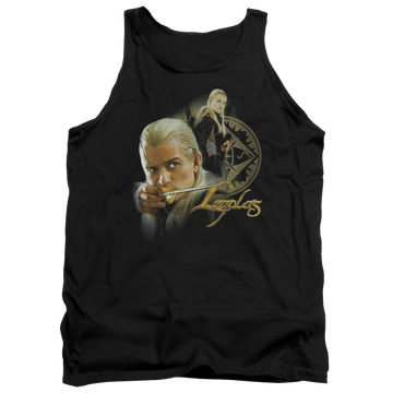 Black men's tank with Lord of the Rings Legolas graphic