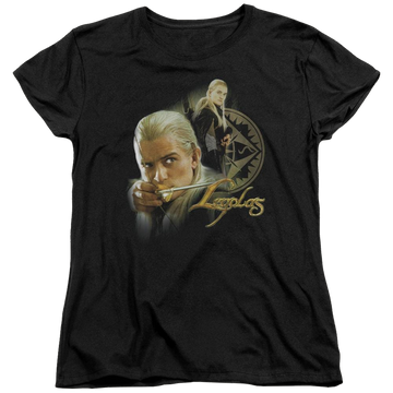 Black women's t-shirt with Lord of the Rings Legolas graphic