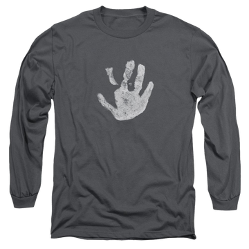 Charcoal men's long sleeve t-shirt with Lord of the Rings White Hand graphic