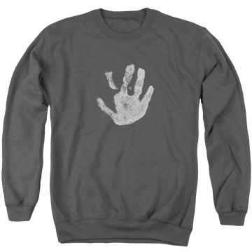 Charcoal men's crewneck sweatshirt with Lord of the Rings White Hand graphic