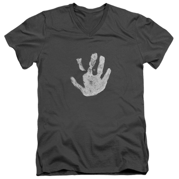 Charcoal men's v-neck t-shirt with Lord of the Rings White Hand graphic