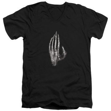 Black men's v-neck t-shirt with Lord of the Rings Hand Of Saruman graphic
