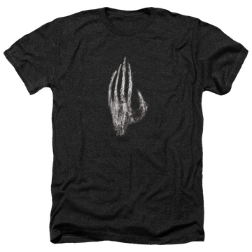Charcoal men's heather t-shirt with Lord of the Rings Hand Of Saruman graphic