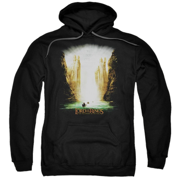 Black pullover hoodie with Lord of the Rings Kings Of Old graphic