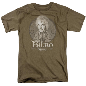 Safari green men's regular fit t-shirt with Lord of the Rings Bilbo Baggins graphic