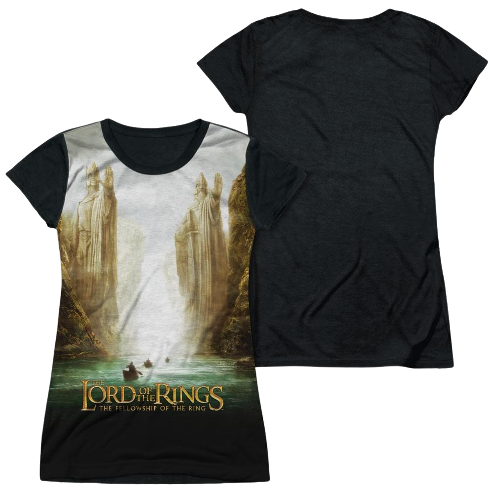 Lord of the Rings Fellowship Poster Juniors Black Back T-Shirt Juniors Black Back T-Shirt Lord Of The Rings   