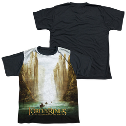 Lord of the Rings Trilogy, The Fellowship Poster - Youth Black Back T-Shirt Youth Black Back T-Shirt (Ages 8-12) Lord Of The Rings   