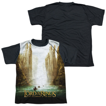 Lord of the Rings Fellowship Poster youth black back t-shirt for ages 8 to 12