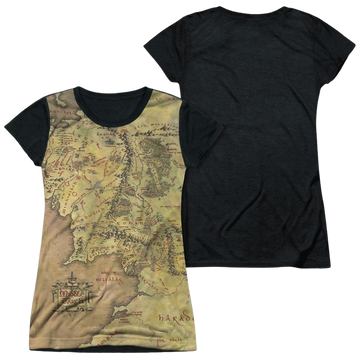 Lord of the Rings Middle Earth Map juniors black back t-shirt
