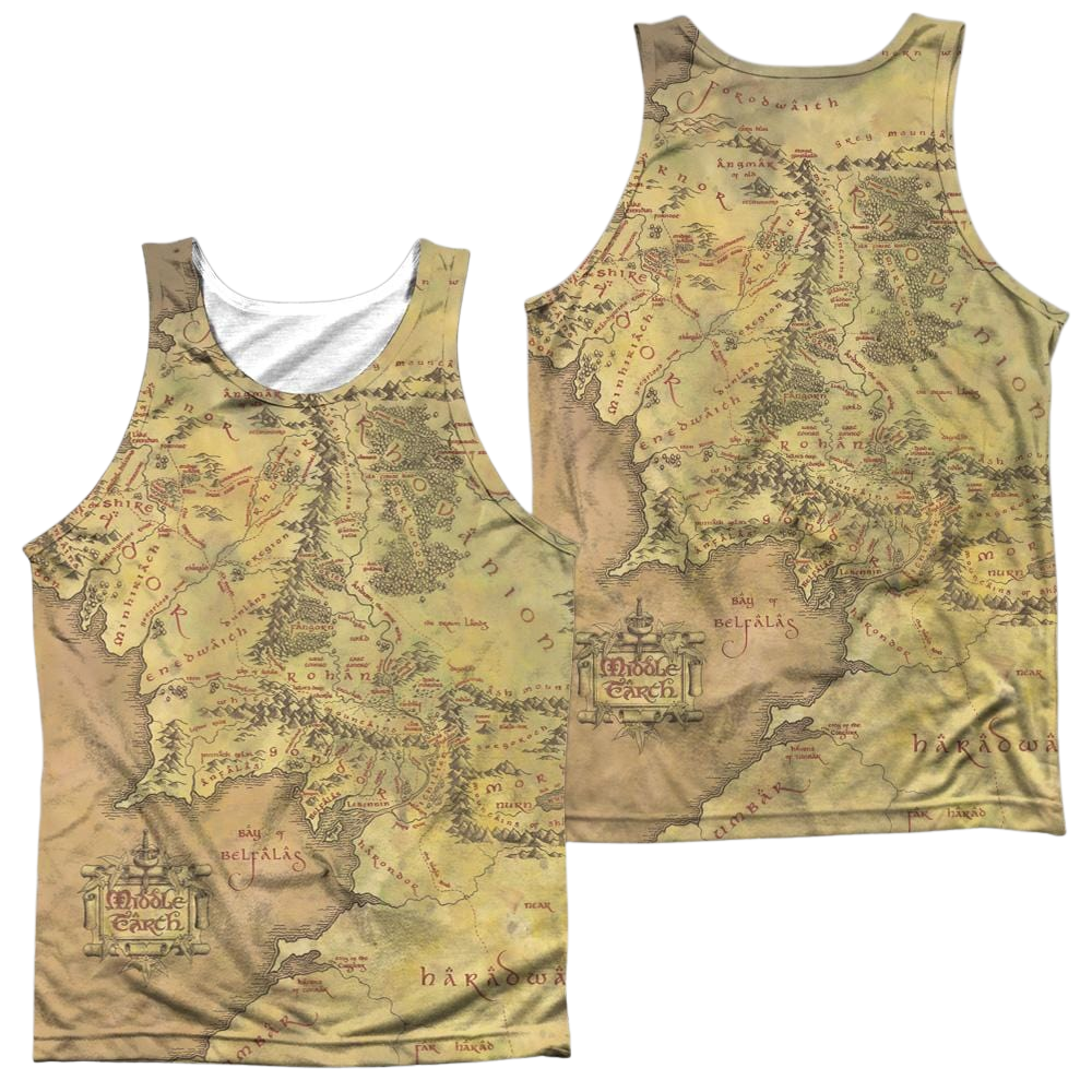 Lord of the Rings Middle Earth Map Men's All Over Print Tank Men's All Over Print Tank Lord Of The Rings   
