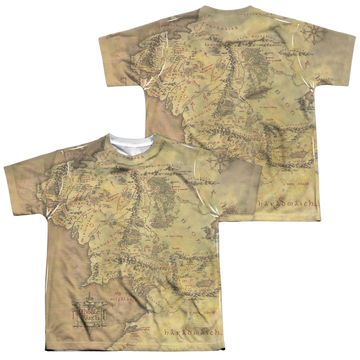 Lord of the Rings Middle Earth Map youth all-over print t-shirt for ages 8 to 12