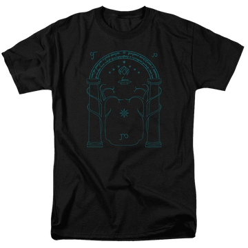 Black men's regular fit t-shirt with Lord of the Rings Doors Of Durin graphic
