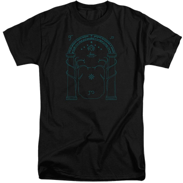 Black men's tall fit t-shirt with Lord of the Rings Doors Of Durin graphic