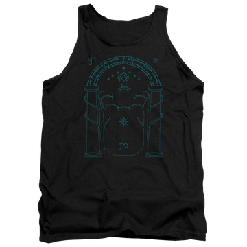 Black men's tank with Lord of the Rings Doors Of Durin graphic