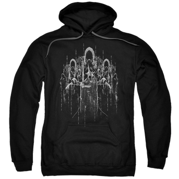 Black pullover hoodie with Lord of the Rings The Nine graphic
