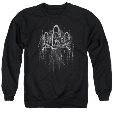 Black men's crewneck sweatshirt with Lord of the Rings The Nine graphic