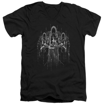 Black men's v-neck t-shirt with Lord of the Rings The Nine graphic