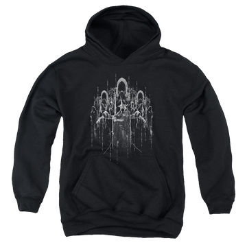 Black youth hoodie for ages 8 to 12 with Lord of the Rings The Nine graphic