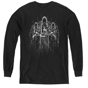 Black youth long sleeve t-shirt with Lord of the Rings The Nine graphic