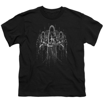 Black youth t-shirt for ages 8 to 12 with Lord of the Rings The Nine graphic