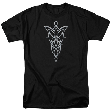 Black men's regular fit t-shirt with Lord of the Rings Arwen Necklace graphic