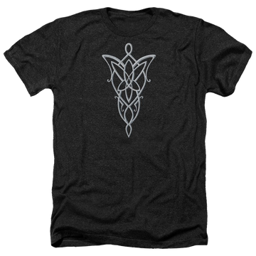 Charcoal men's heather t-shirt with Lord of the Rings Arwen Necklace graphic