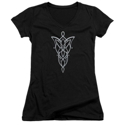 Lord of the Rings Arwen Necklace Juniors V-Neck T-Shirt Juniors V-Neck T-Shirt Lord Of The Rings   
