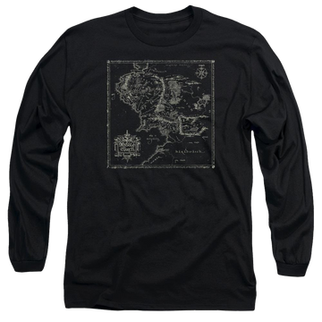 Black men's long sleeve t-shirt with Lord of the Rings Map Of Me graphic