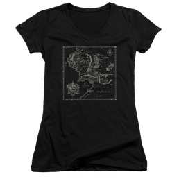Lord of the Rings Map Of Me Juniors V-Neck T-Shirt Juniors V-Neck T-Shirt Lord Of The Rings   