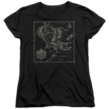 Black women's t-shirt with Lord of the Rings Map Of Me graphic