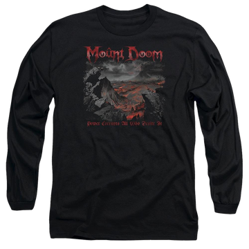 Black men's long sleeve t-shirt with Lord of the Rings Power Corrupts graphic