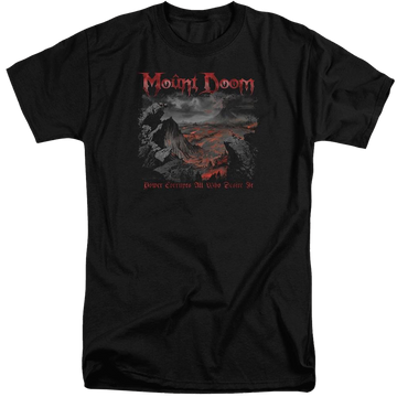 Black men's tall fit t-shirt with Lord of the Rings Power Corrupts graphic