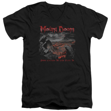 Black men's v-neck t-shirt with Lord of the Rings Power Corrupts graphic