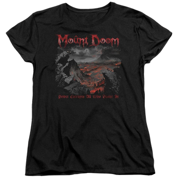 Black women's t-shirt with Lord of the Rings Power Corrupts graphic