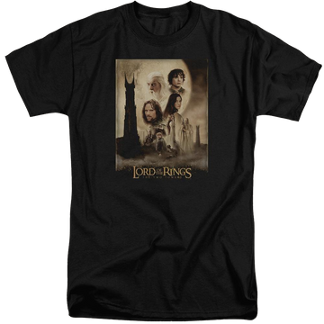 Black men's tall fit t-shirt with Lord of the Rings Tt Poster graphic