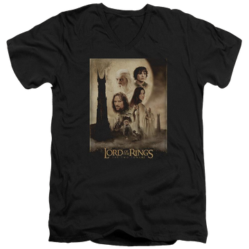 Black men's v-neck t-shirt with Lord of the Rings Tt Poster graphic