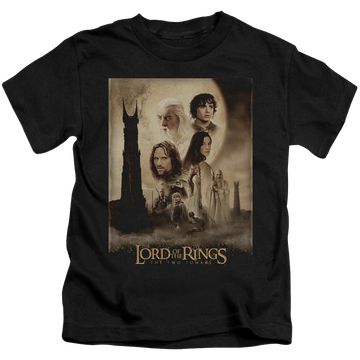 Black kid's t-shirt for ages 4 to 7 with Lord of the Rings Tt Poster graphic