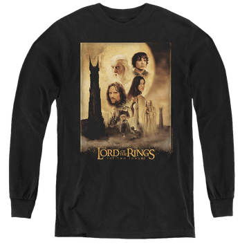 Black youth long sleeve t-shirt with Lord of the Rings Tt Poster graphic