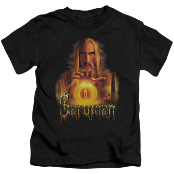 Black kid's t-shirt for ages 4 to 7 with Lord of the Rings Saruman graphic