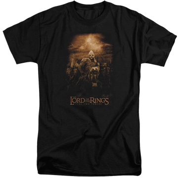 Black men's tall fit t-shirt with Lord of the Rings Riders Of Rohan graphic