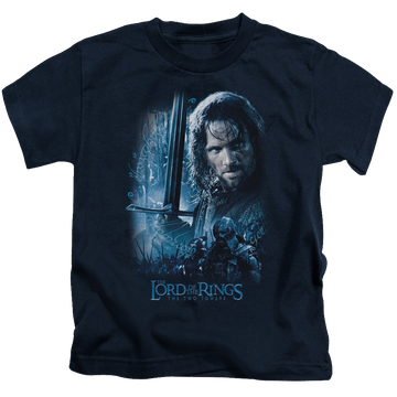 Navy kid's t-shirt for ages 4 to 7 with Lord of the Rings King In The Making graphic